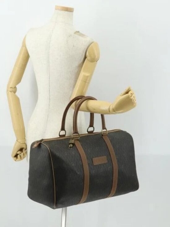 Christian Dior Honeycomb Canvas Boston Bag PVC Black Gold Auth ep12688 - Picture 14 of 16